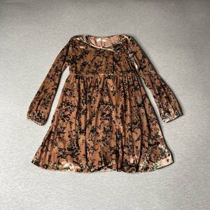 MANGO Kid Girl’s Velour Floral Flowy Dress